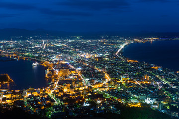 Naklejka premium Hakodate cityscape at night