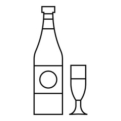 Bottle and glass icon, outline style