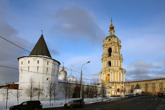 Veiw at Novospassky Monastery and BellTower (New monastery of the Saviour) in Moscow, Russia