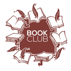 book club, library and shop, vector template design for your lab