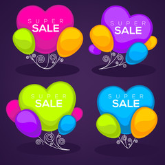 glossy and shine sale template design with heart shape balloon i