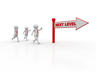 3d people - man, person with directional sign and text 