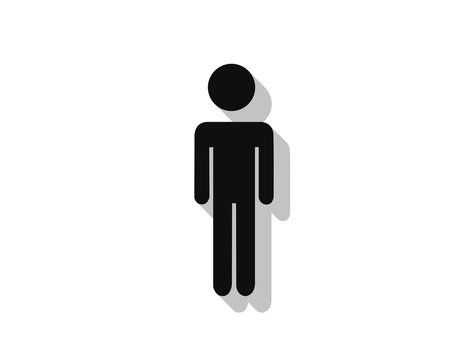 Vector flat man silhouette icon with long shadow