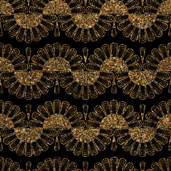 Seamless glitter golden ornament pattern