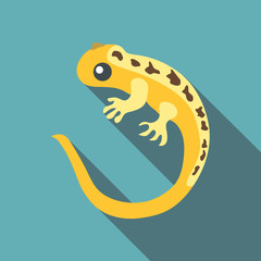 Yellow lizard icon, flat style