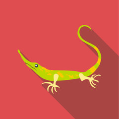 Little green lizard icon, flat style