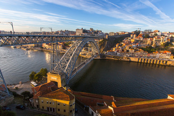 Douro river and Dom Luis I bridge, Porto, Portugal.