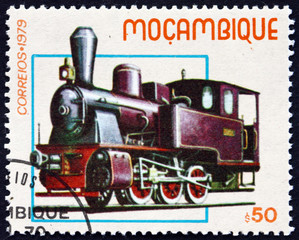 Fototapeta na wymiar Postage stamp Mozambique 1979 Steam Locomotive