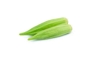 Fresh young okra isolated on white background