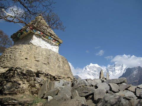 A Stupa on the Mt. Everest Base Camp trek outside the village of Phortse Gaon , Nepal.