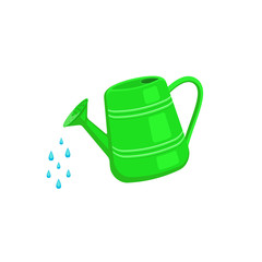 Watering can icon isolated on white background. Garden tools. Watering can sprays drops of water.