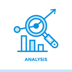 Linear analysis icon for new business. Pictogram in outline style. Vector modern flat icon suitable for print, presentation and website
