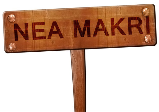 Nea Makri road sign, 3D rendering