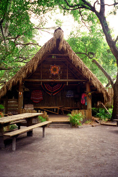 Seminole Indian hut, Florida, USA