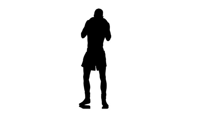 Training and warm up boxer in silhouette