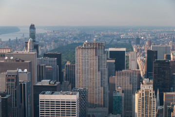 Obraz na płótnie Canvas Aerial of Manhattan skyscrapers and Central Park