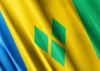 Saint Vincent and the Grenadines waving flag close