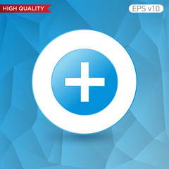 Colored icon or button of plus symbol with background