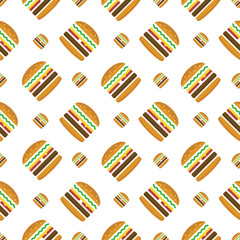 Fresh and tasty burger. Seamless pattern