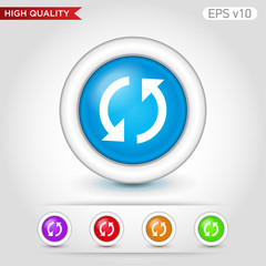 Colored icon or button of refresh symbol with background