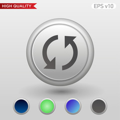Colored icon or button of refresh symbol with background