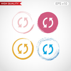 Colored icon or button of refresh symbol with background
