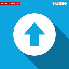 Colored icon or button of up arrow symbol with background