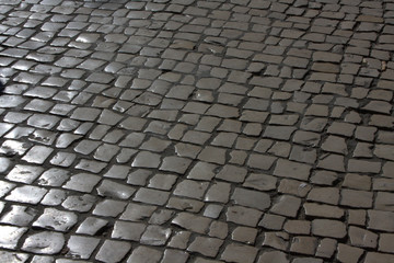 paved Roman road in Lisbon, Portugal