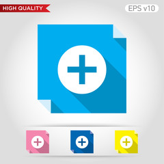 Fototapeta premium Colored icon or button of plus symbol with background