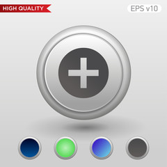 Fototapeta premium Colored icon or button of plus symbol with background