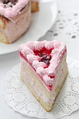 Delicious cake with cream and jelly
