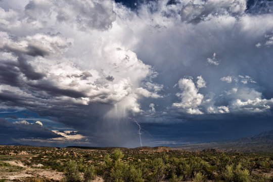 Thunderstorm cumulonimbus cloud and lightning