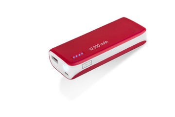 Red Power bank at white background  isolated