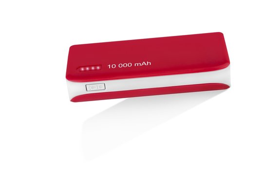Red Power bank at white background  isolated