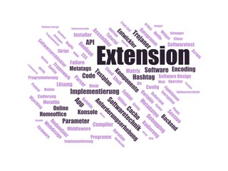 extension - Wortwolke ( word cloud, wordcloud ) mit Begriffen aus dem Bereich Personalbeschaffung.