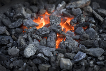 Heated coals