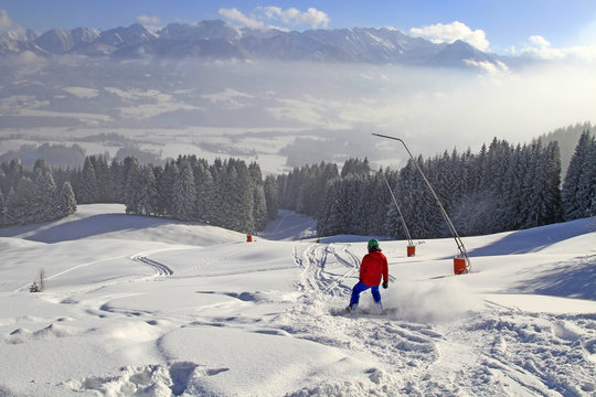 Snowboard - Allgäu - Tiefschnee - Pulverschnee - Panorama - Berge