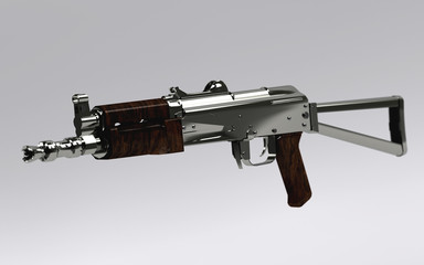 Super high res 3D AKS-74U chrome rifle