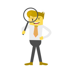 Businessman looking through a magnifying glass - business concept 