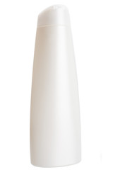 White plastic bottle on a white background.