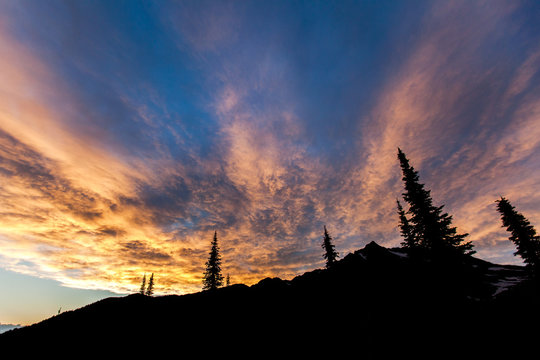Scenic view of sunset at Glacier National Park