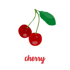 Cherry icon in a flat design on a white background