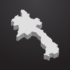 Fototapeta premium Laos map in gray on a black background 3d