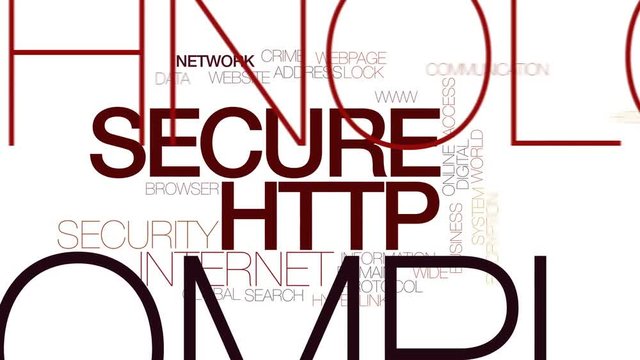 Secure HTTP animated word cloud. Kinetic typography.