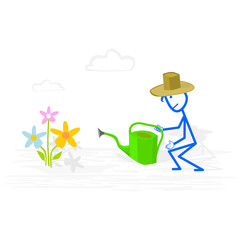 Gardener in garden - vector concept illustration