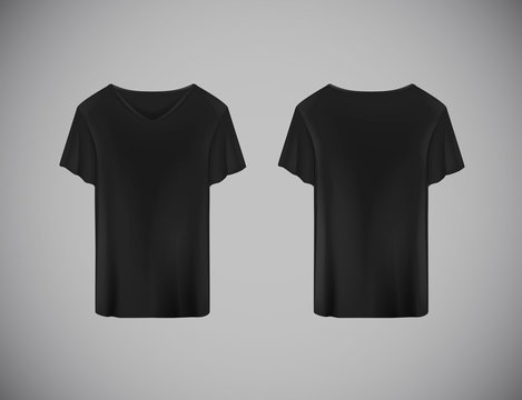 Men black T-shirt. Realistic mockup. Short sleeve T-shirt templa