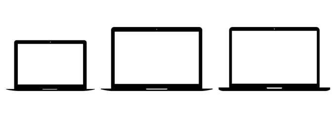 laptop icons set flat style black color isolated on white background. stock vector illustration eps10