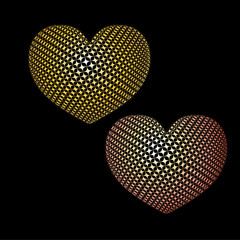 Golden heart on black background.Vector illustration.