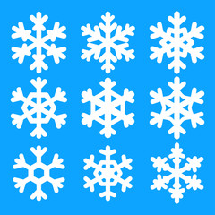 Obraz premium Set, collection of vector snowflakes. Flat icons, snow flakes silhouettes. Element for christmas and new year design