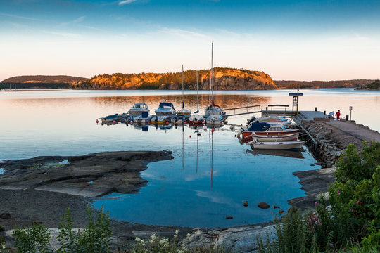 Small harbor at Sunset at Rörback, Munkeby near Uddevalla, Swed